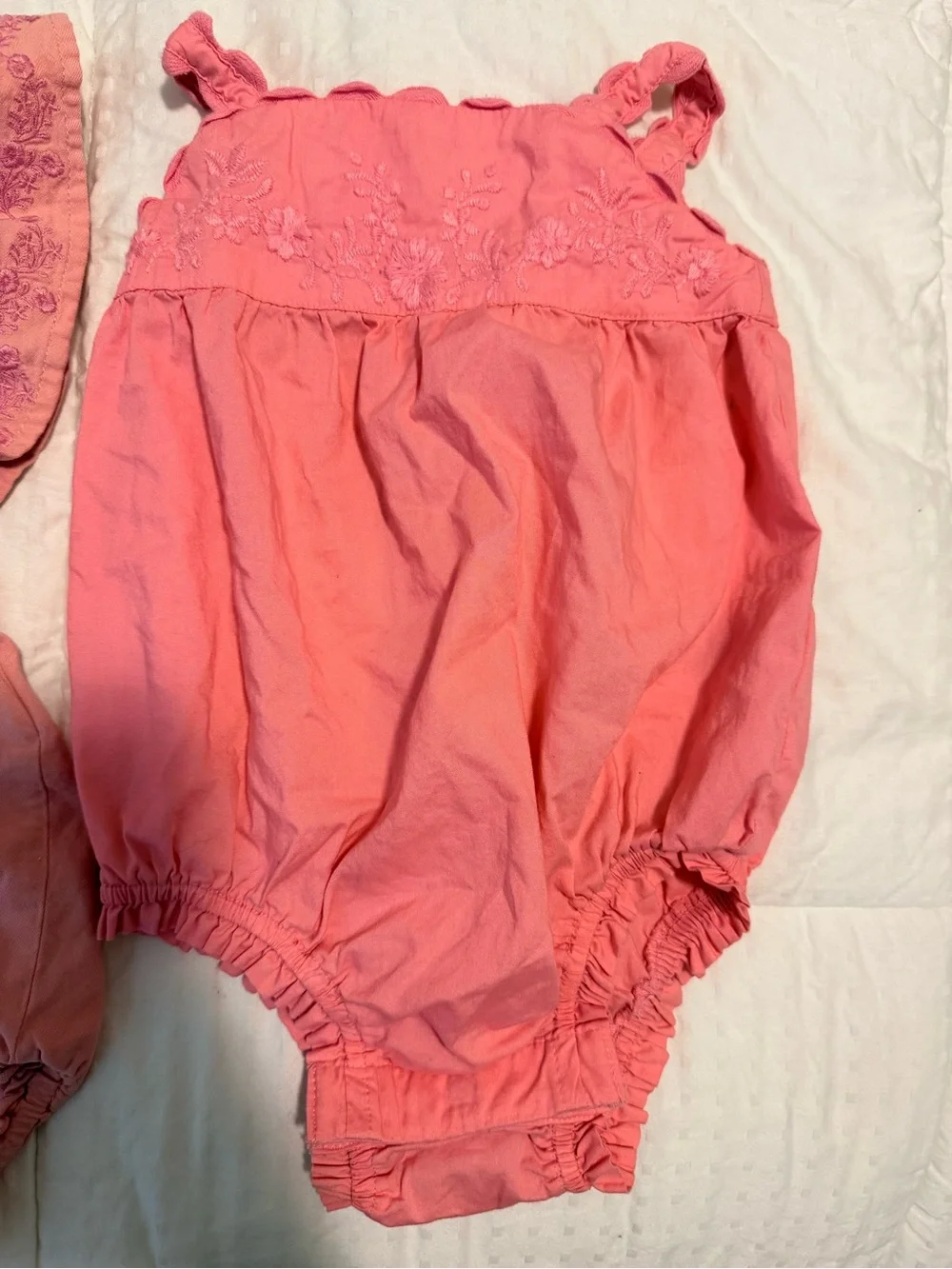 Baby GAP Pink Cotton Romper Duo - Ruffled & Embroidered Styles
